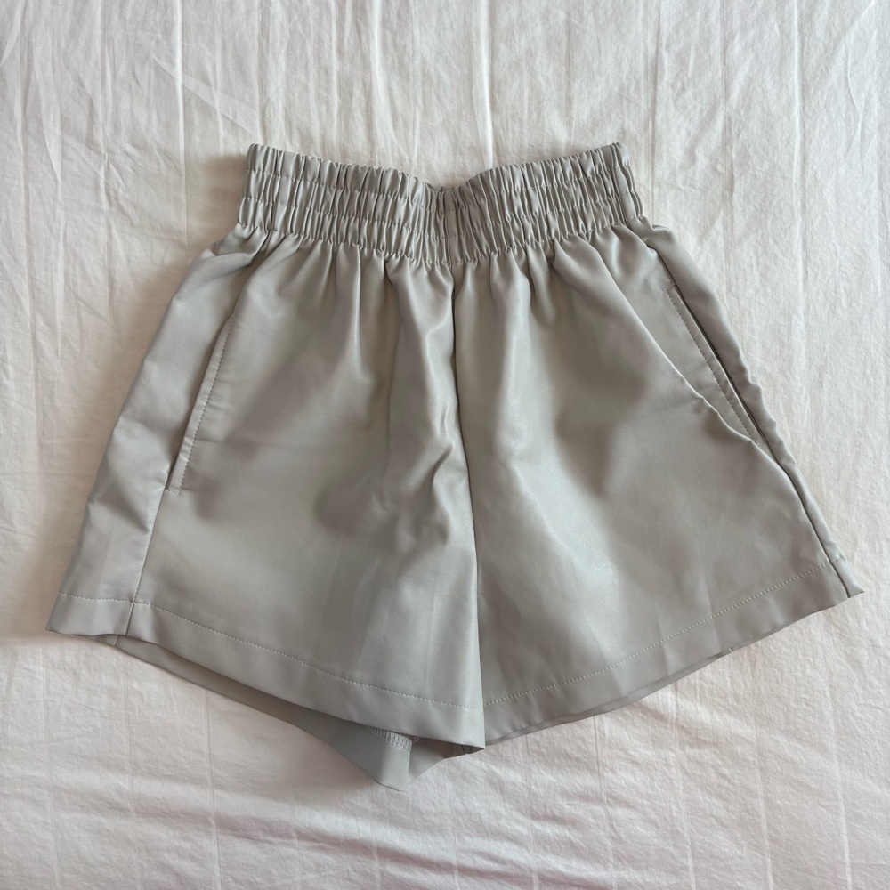 NWOT Vegan Leather Cream Beige Tan Shorts